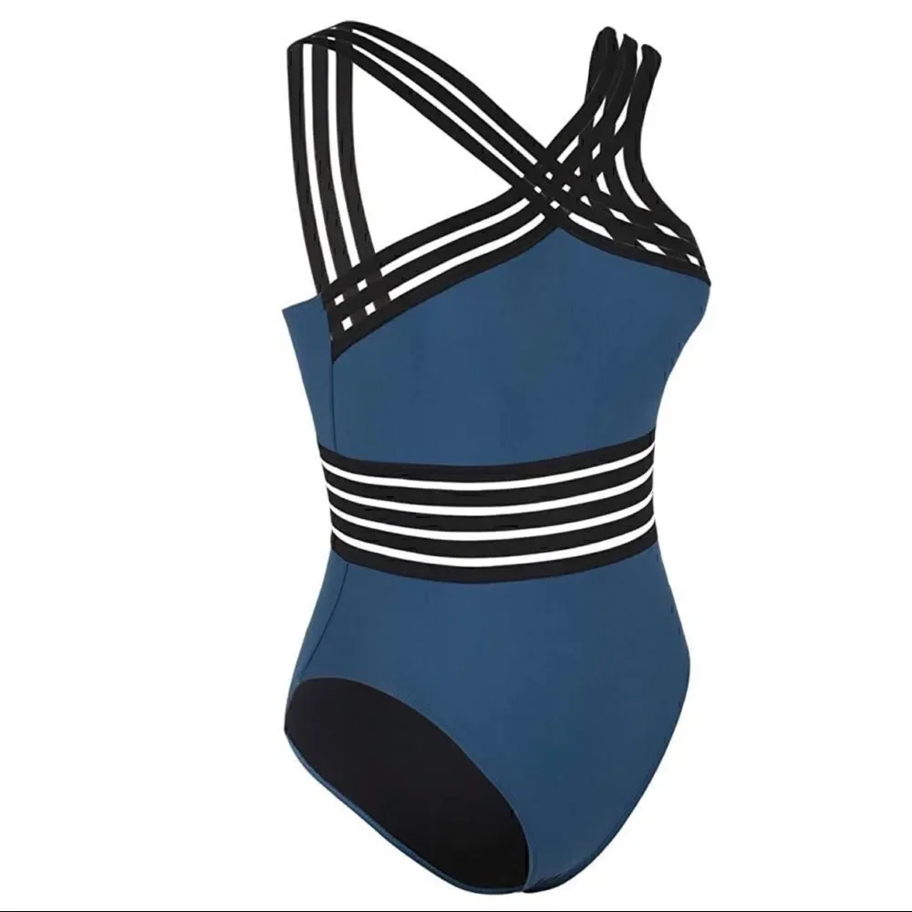 New! Hilor Criss Cross One Piece Bathing Suit Sz M
